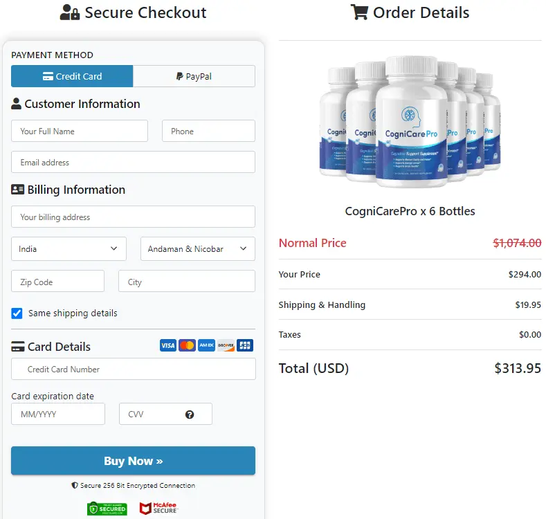 CogniCare Pro order page